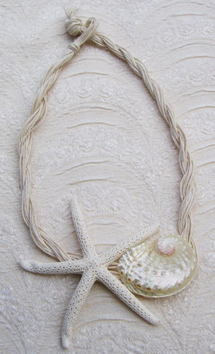  Collana Conchiglia Agliotis e Stella Marina vera con filo di Cotone 